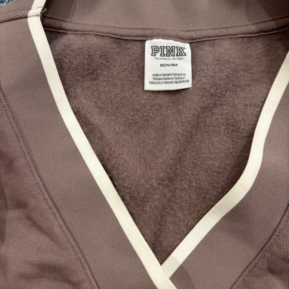 Pink Women’s Cropped Brown Sweatshirt – Long Sleeve Pullover, Casual Cozy Top - Picture 2 of 4